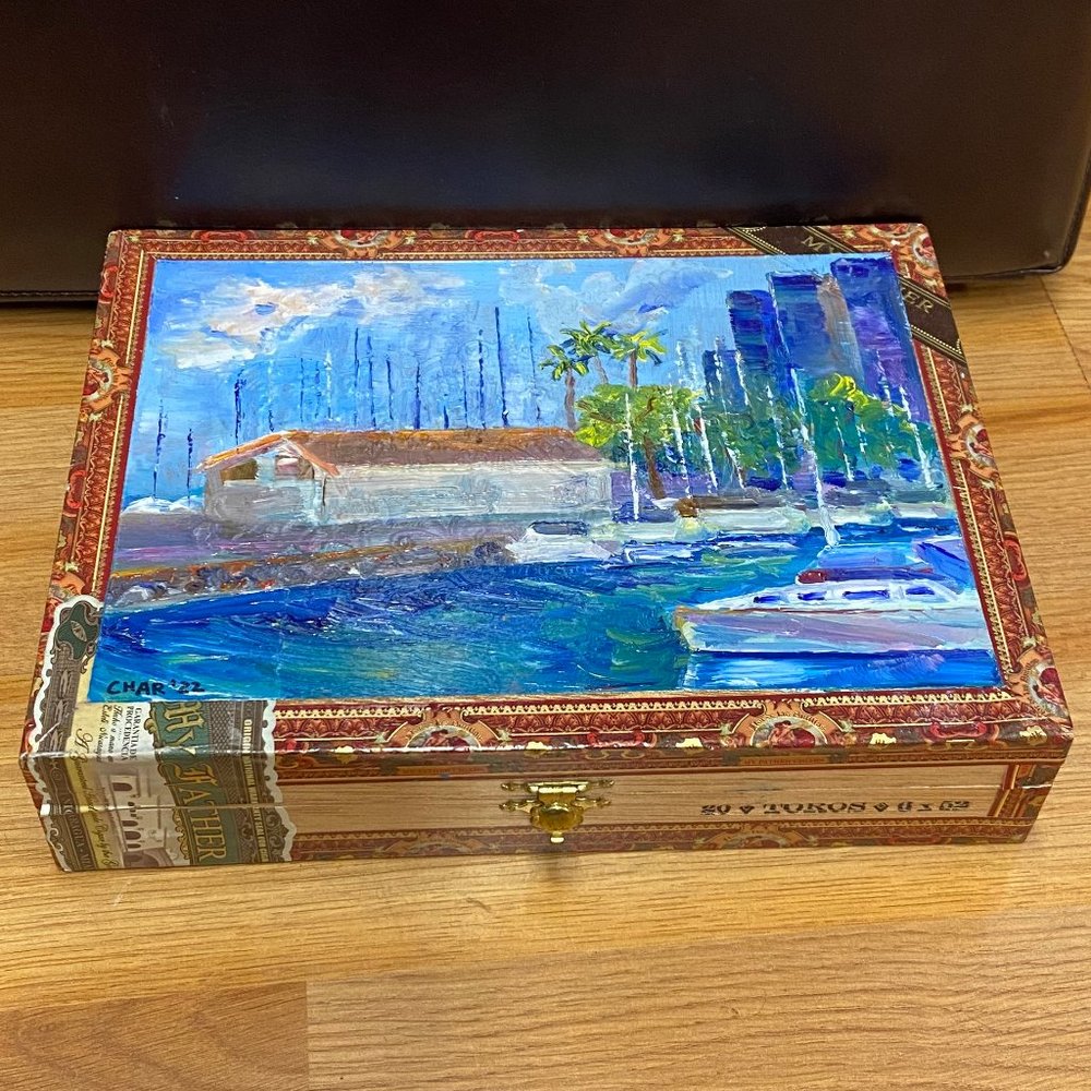 Oil Painting on Cigar Box
